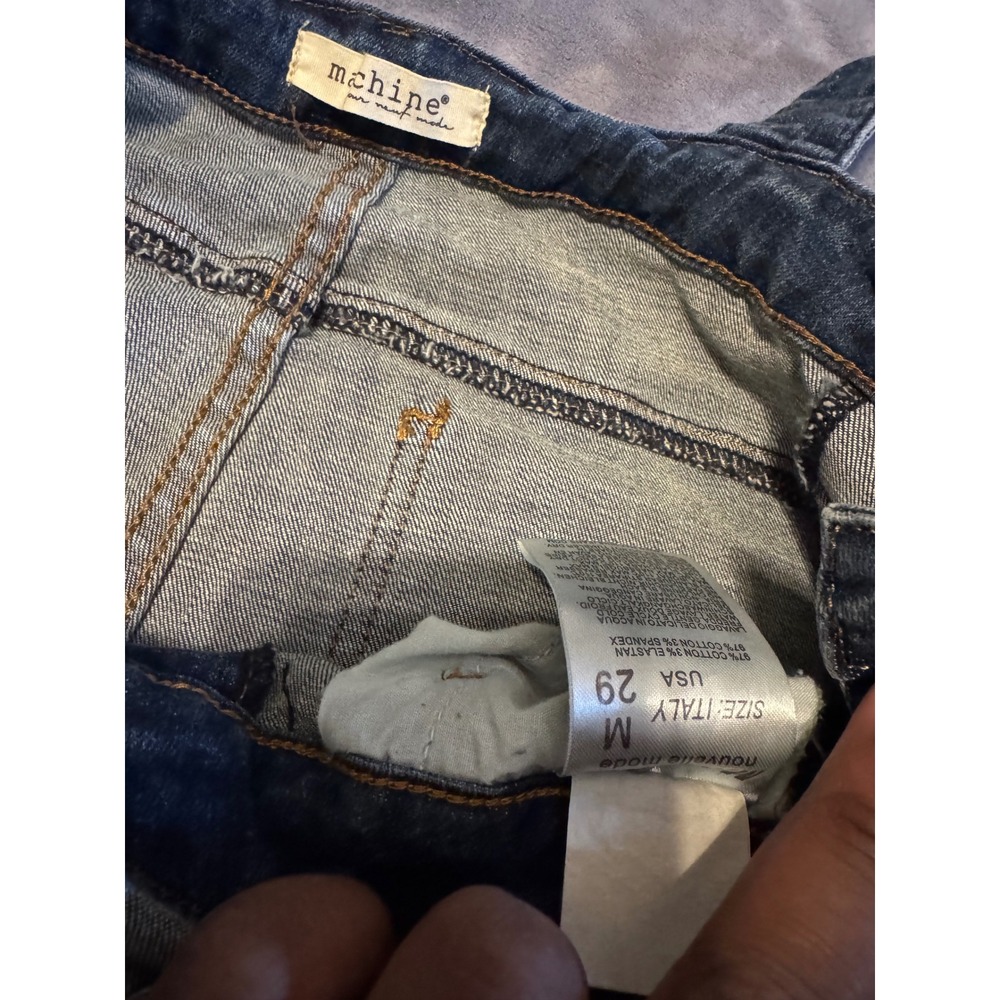 Machine Jeans Womens Distressed Denim Overalls Medium Wash Size 29 NWT - Picture 3 of 5